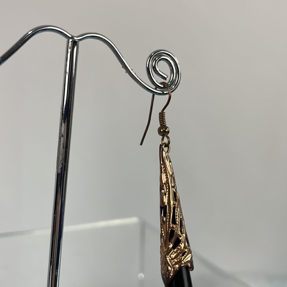 Black Large Dangle Earrings - Picture 6 of 6